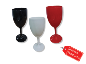 COPA PARA VINO O AGUA 400Ml.(Blanco, Negro, ROJO) - Imagen 1